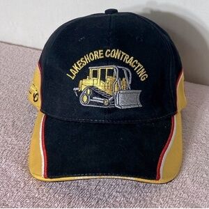 Vintage Black Yellow Embroidered Lakeshore Contracting Hat